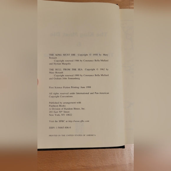 The King Must Die & The Bull from the Sea by Mary Renault HC 1998 Sci-Fi printng - Picture 10 of 16